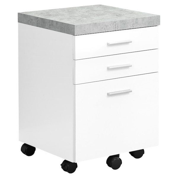 File Cabinet, Rolling Mobile, Storage Drawers, Printer Stand, Office, Work, Laminate, Grey, White